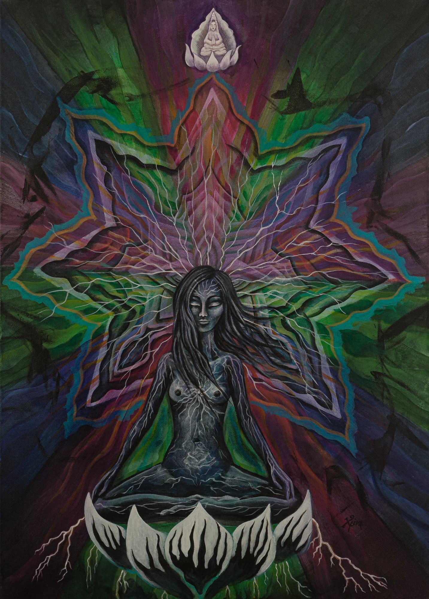 Coming from the Darkness — painting by Ximena Xaguar